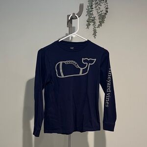 Vineyard Vines Navy Long Sleeve Tee with Whale Graphic